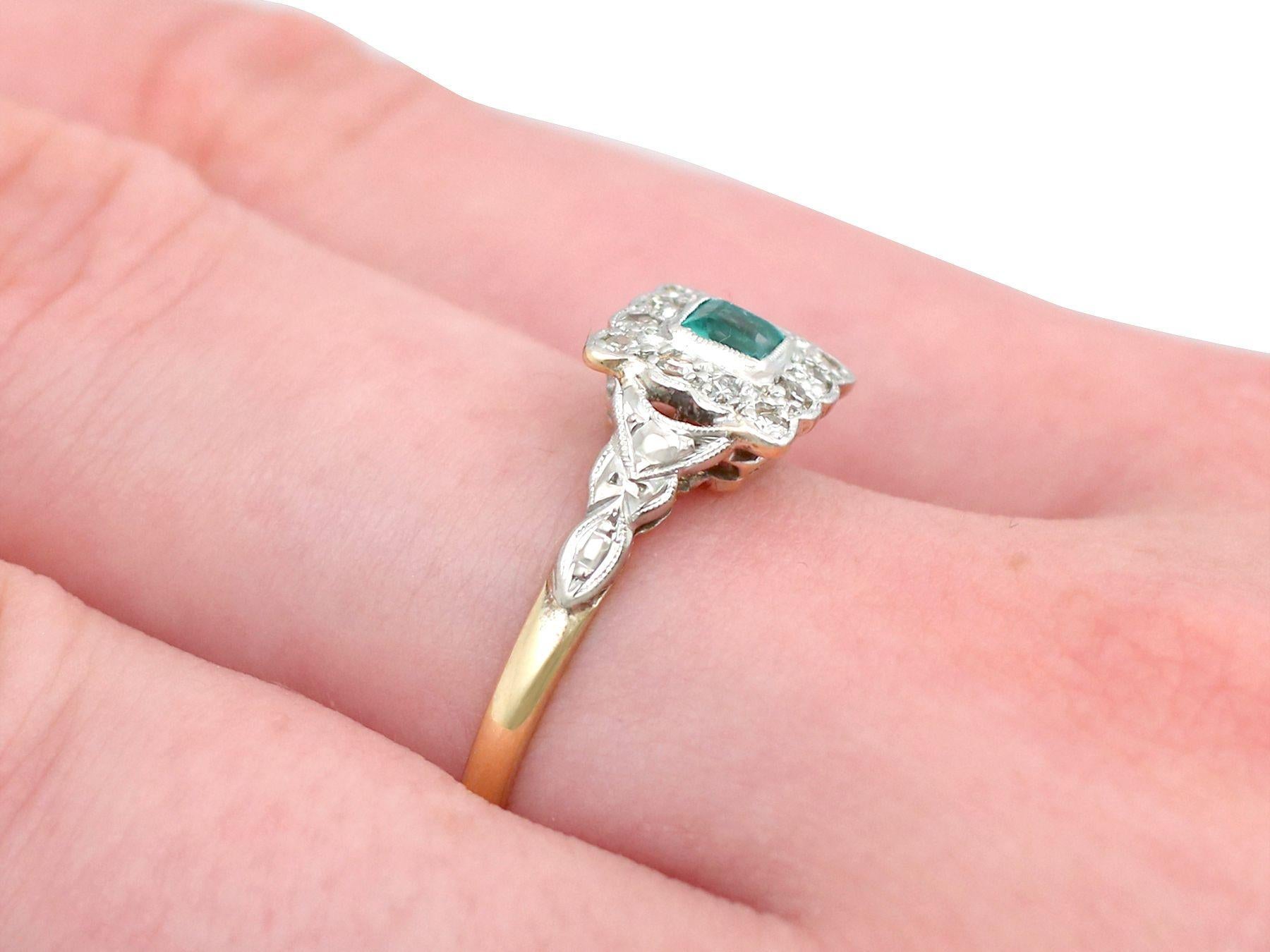 Antique 1900s Emerald and Diamond Yellow Gold Cocktail Ring 1