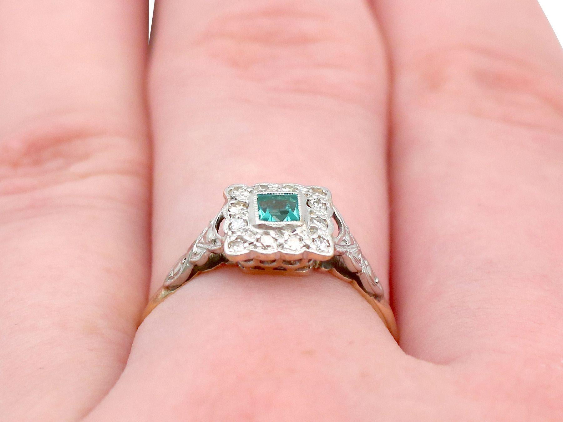 Antique 1900s Emerald and Diamond Yellow Gold Cocktail Ring 2