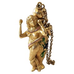 Antiker 1900er Emaille Jugendstil Parfüm Gold Anhänger