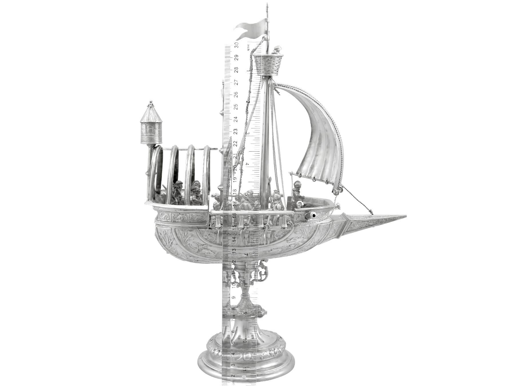 1900s French Silver Nef / Centrepiece For Sale 11