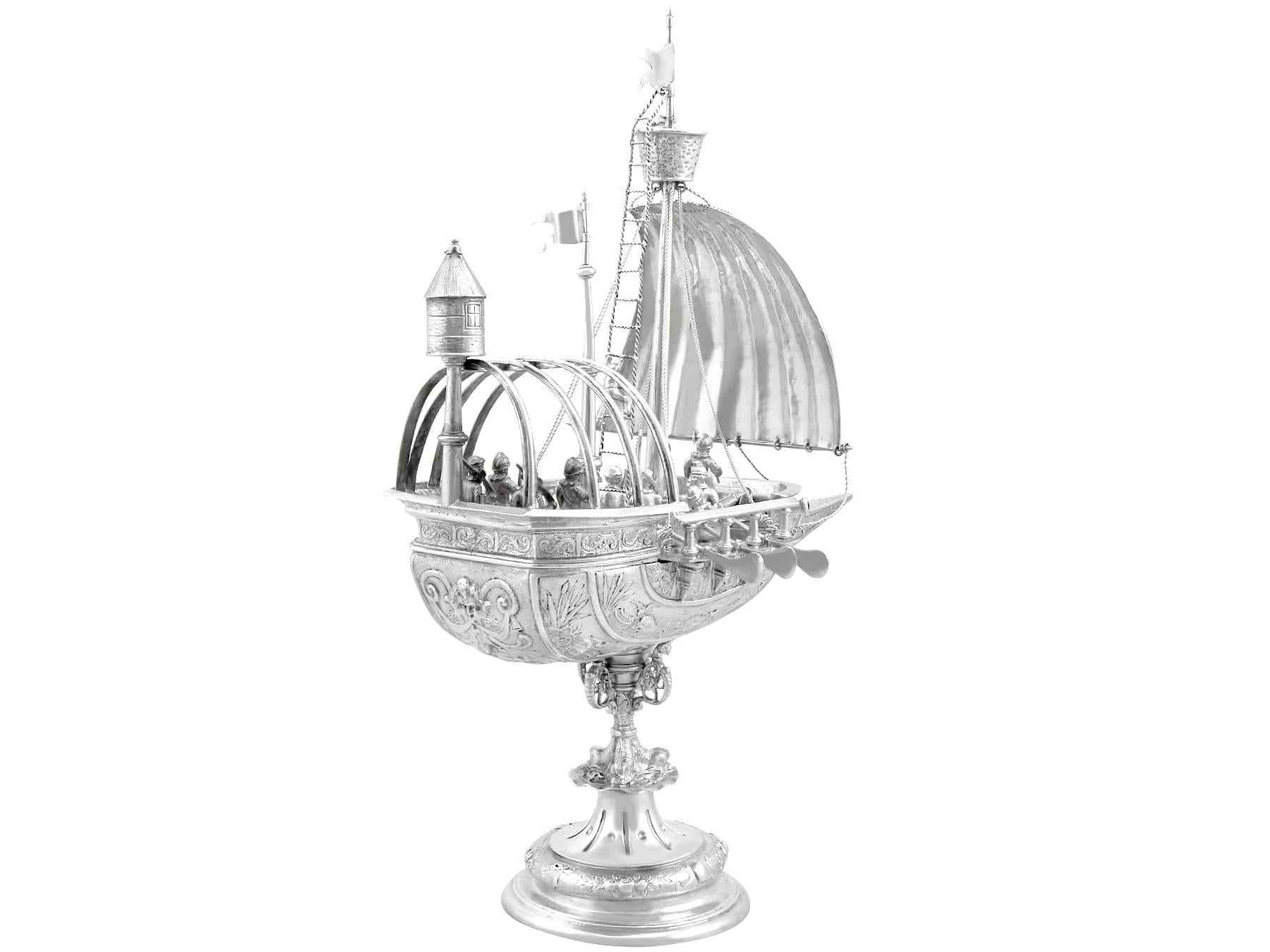 1900s French Silver Nef / Centrepiece For Sale 4