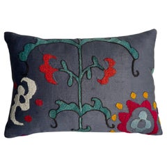Antique 1900s Hand-Embroidered Suzani Pillow