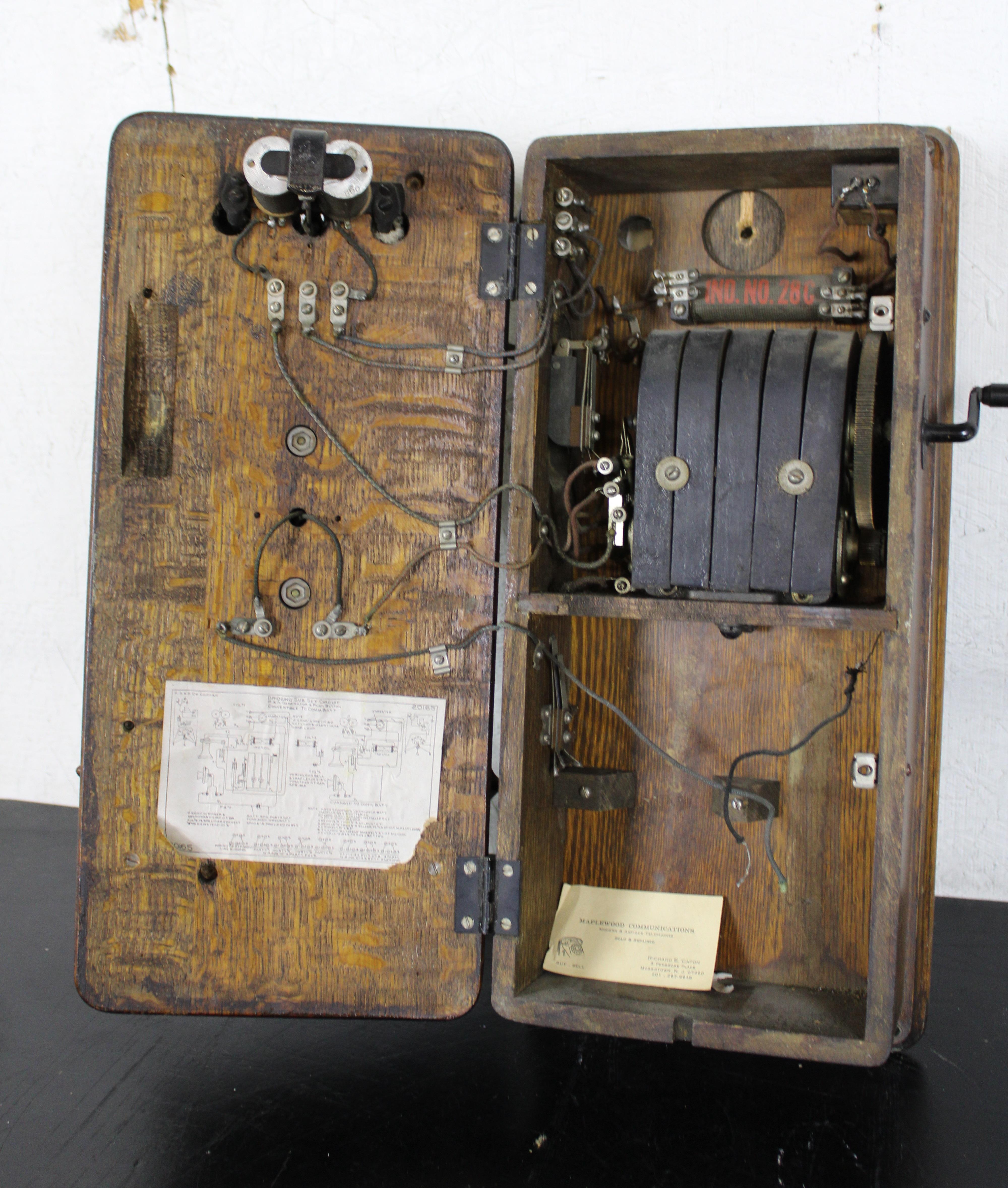 Antique 1900s Kellogg Wall Mount Crank Telephone Quartersawn Tiger Oak 3