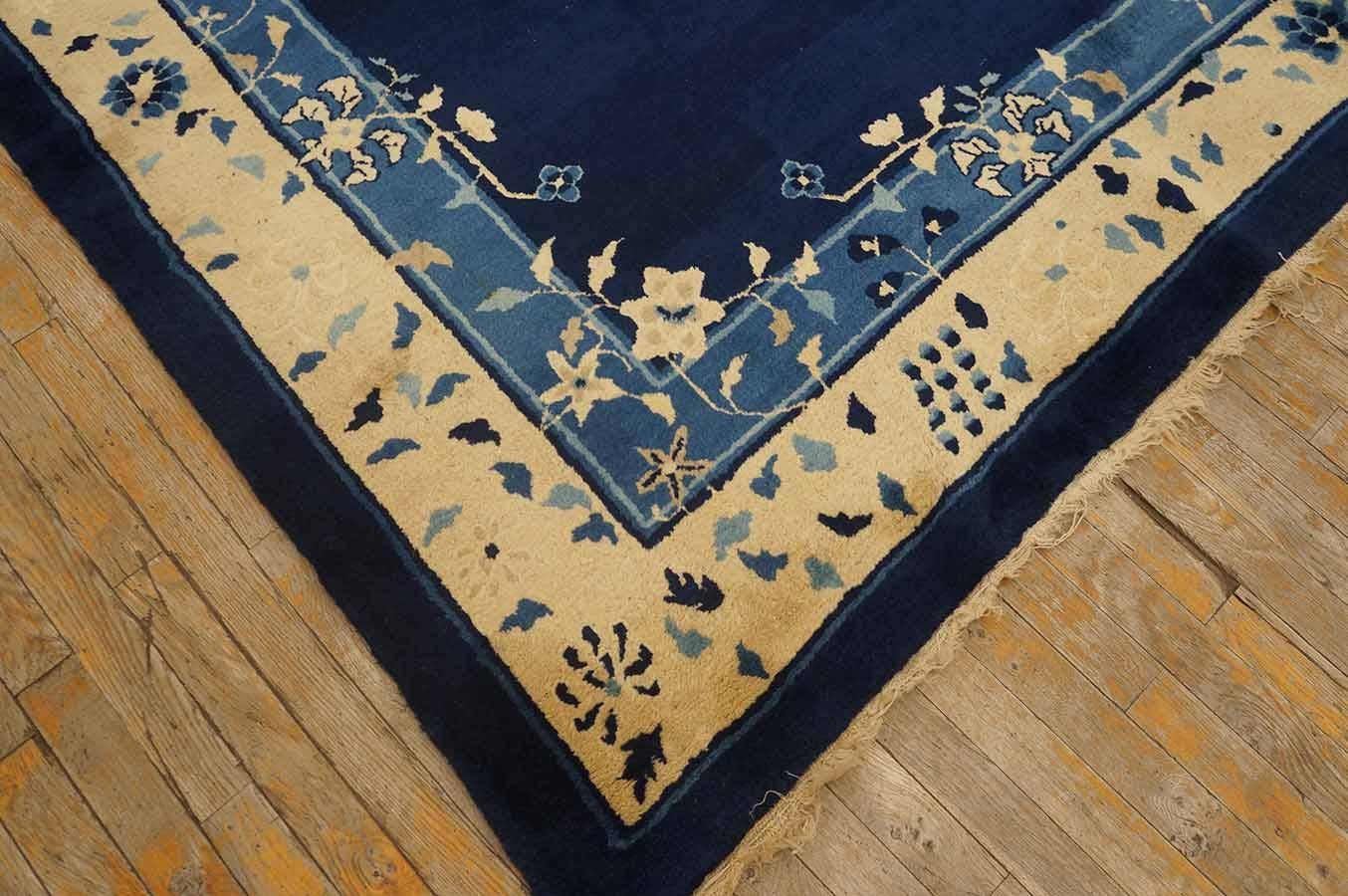 Antike 1900er Marine chinesischen Peking Teppich 8'4