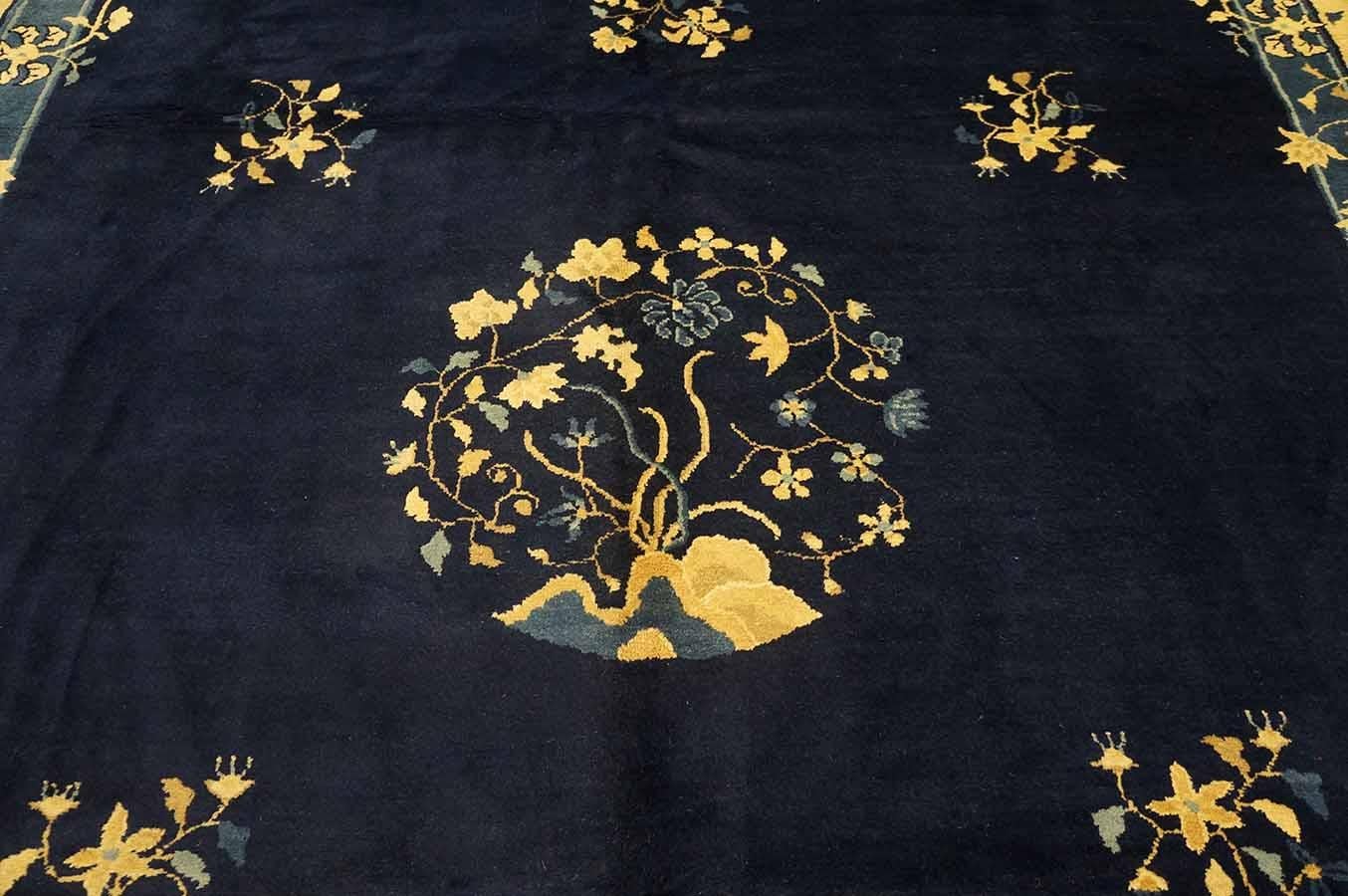 Antike 1900er Marine chinesischen Peking Teppich 8'4