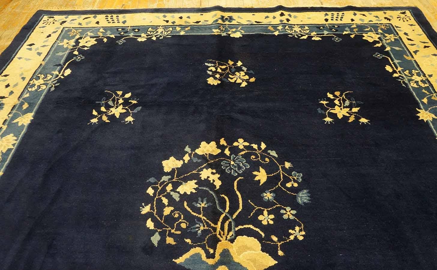 Antike 1900er Marine chinesischen Peking Teppich 8'4