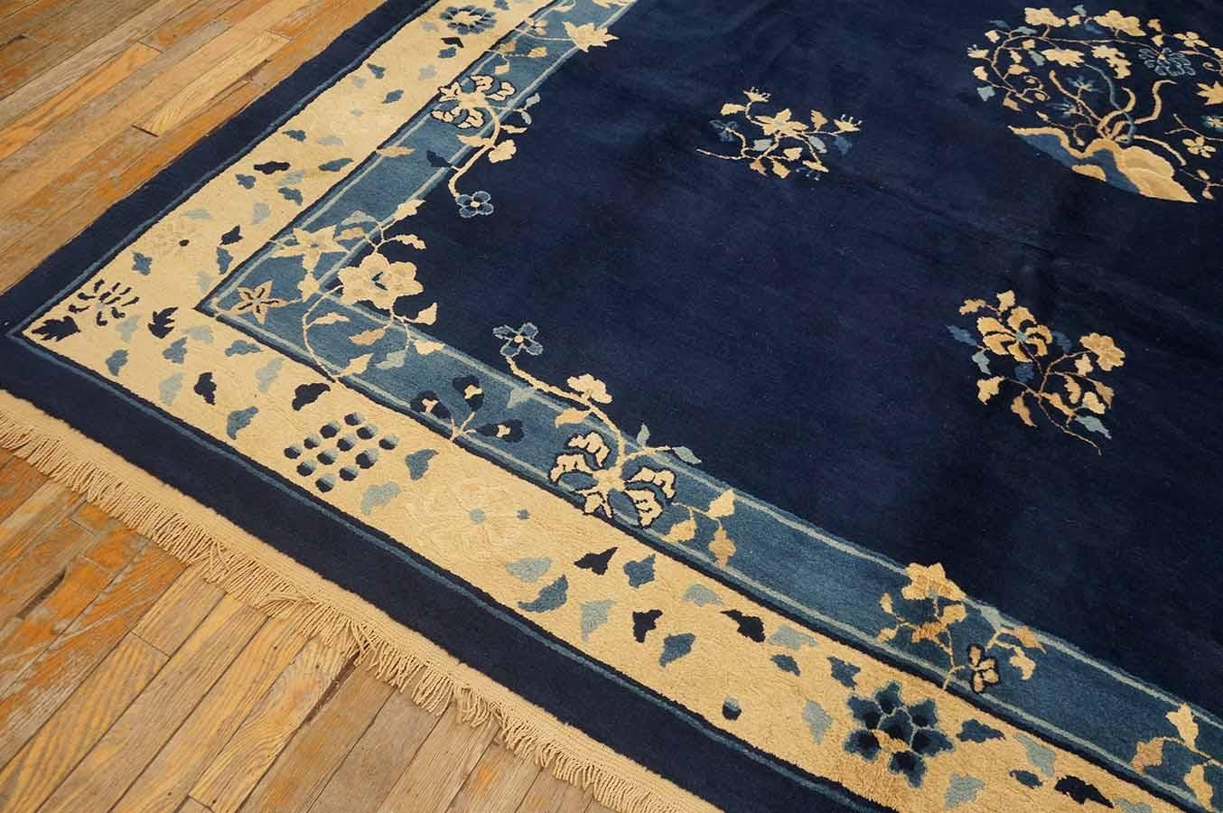 Antike 1900er Marine chinesischen Peking Teppich 8'4