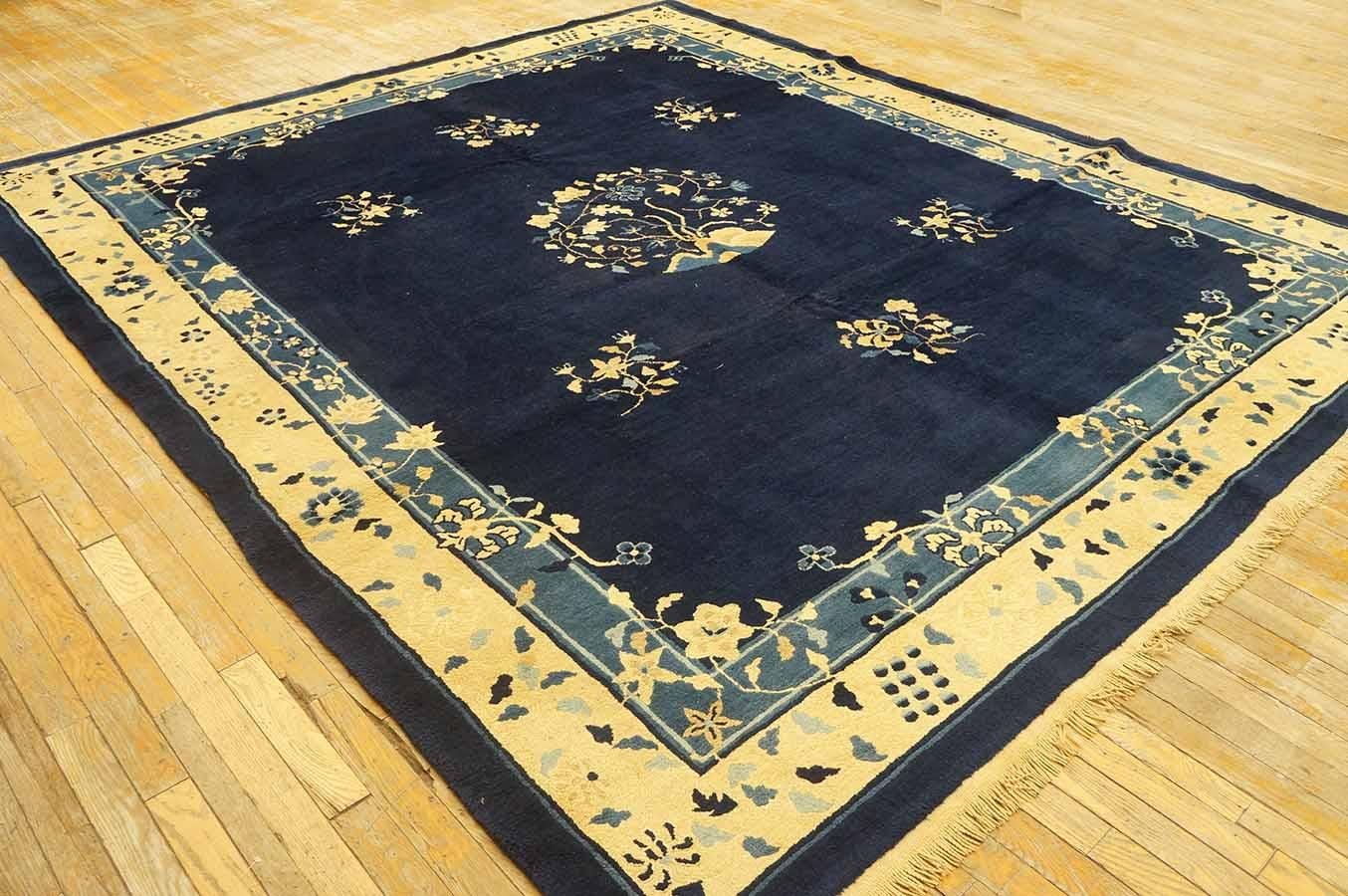 Antike 1900er Marine chinesischen Peking Teppich 8'4