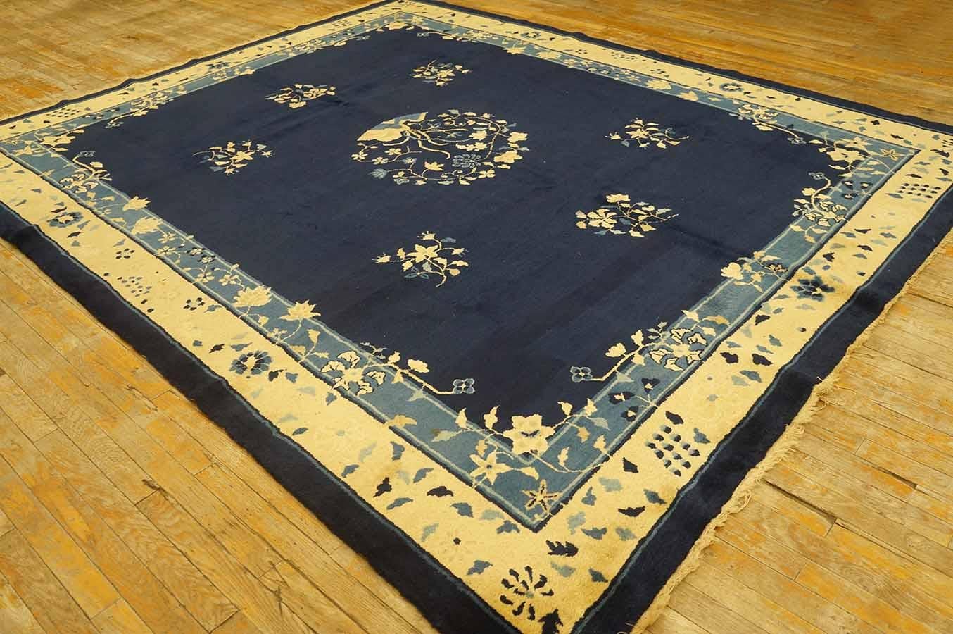 Antike 1900er Marine chinesischen Peking Teppich 8'4