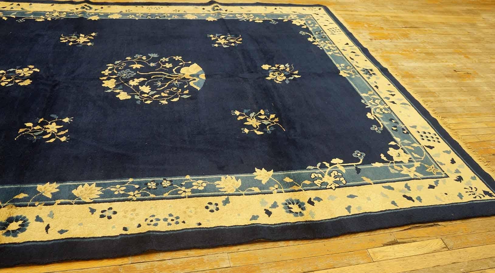 Antike 1900er Marine chinesischen Peking Teppich 8'4