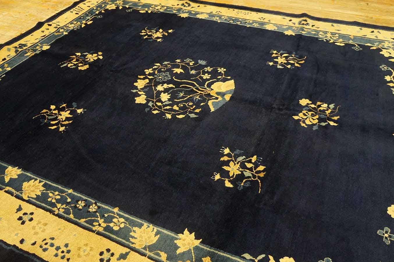 Antike 1900er Marine chinesischen Peking Teppich 8'4