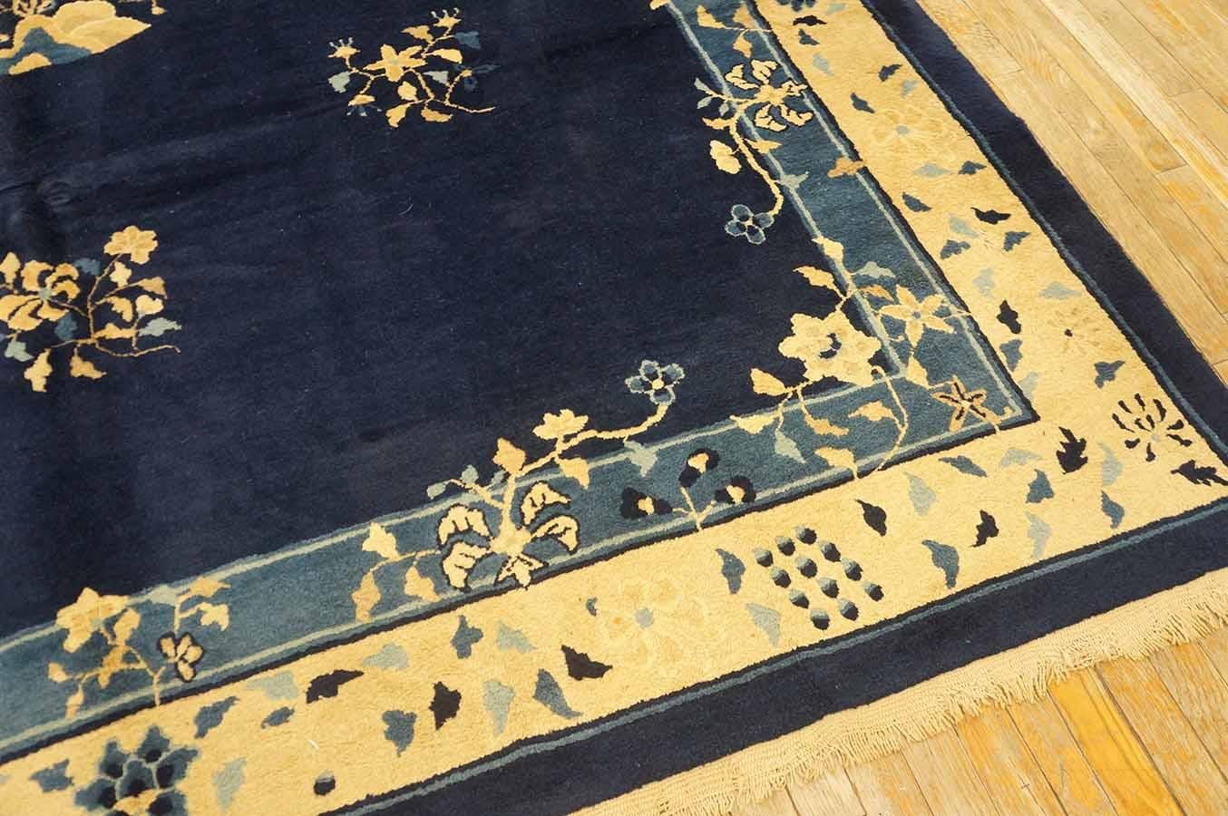 Antike 1900er Marine chinesischen Peking Teppich 8'4