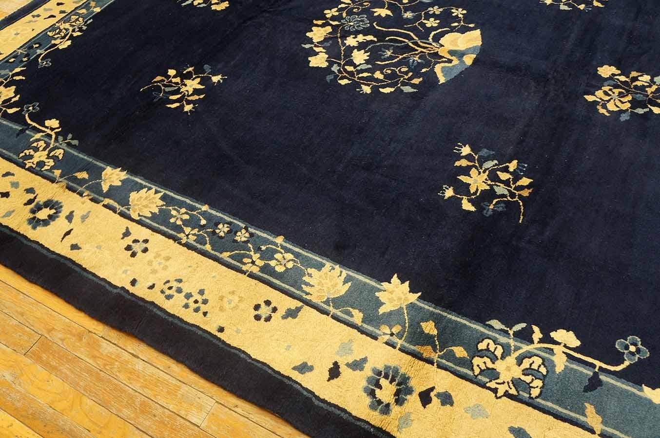 Antike 1900er Marine chinesischen Peking Teppich 8'4