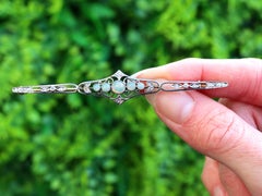 Antique 1900s Opal and Diamond Yellow Gold Brooch