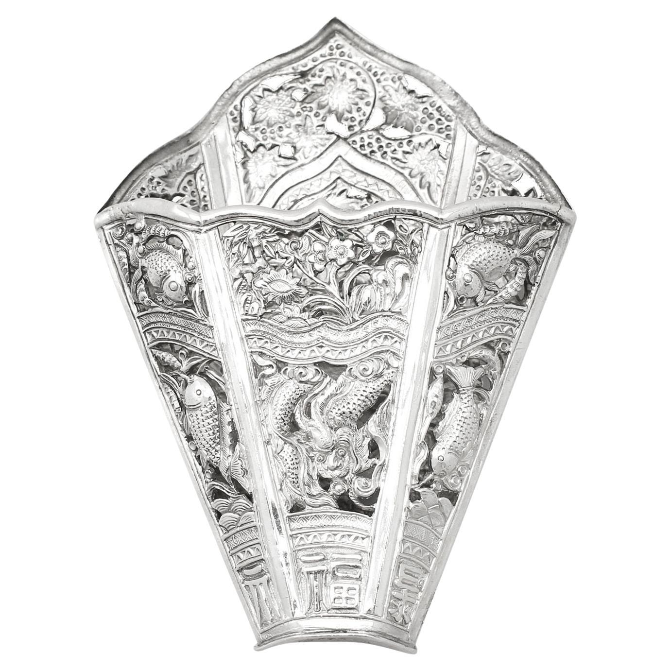 Antique 1900s Peranakan Silver Sirih Leaf Holder For Sale