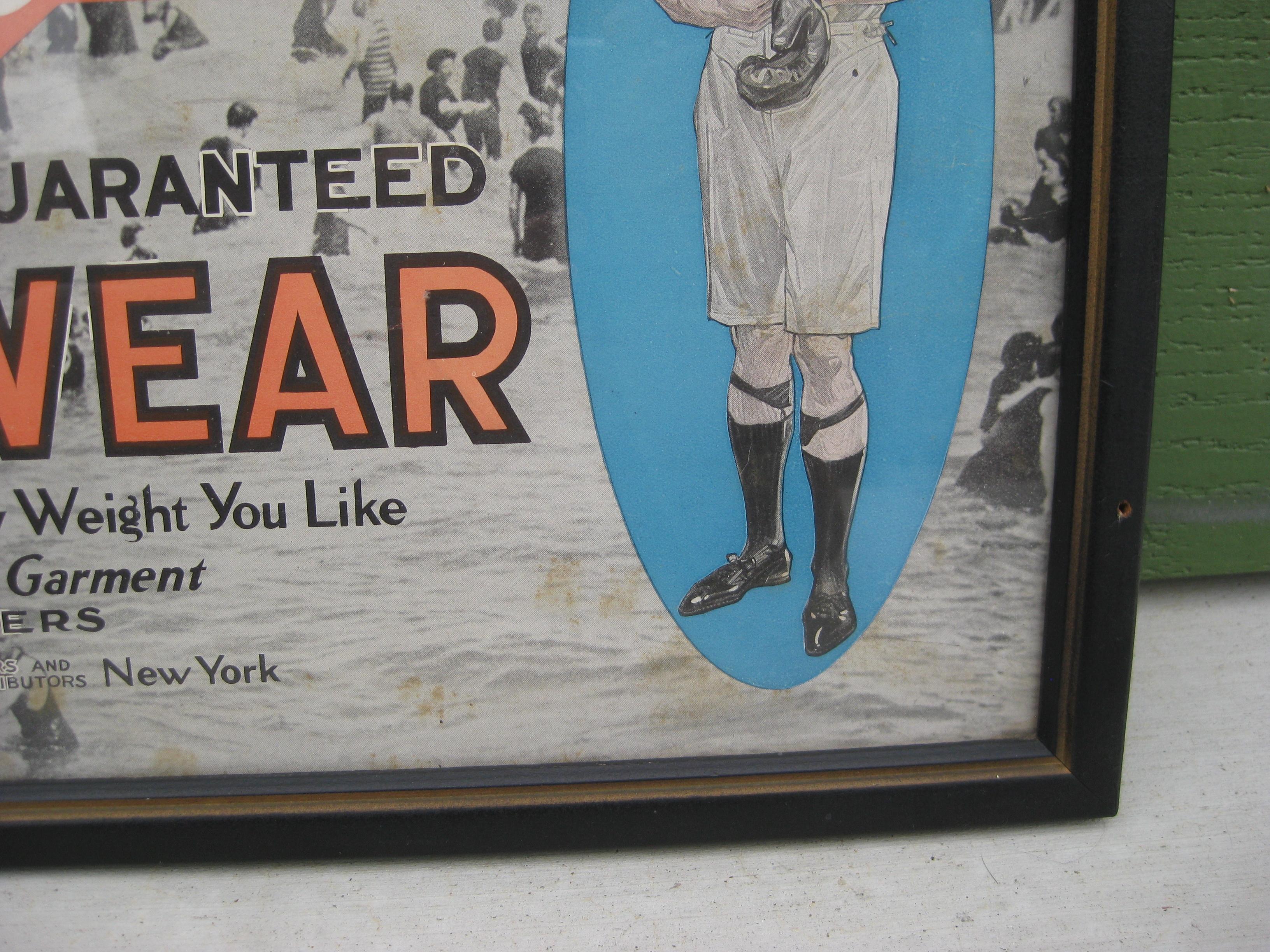 Antique 1900s Reis Men's Underwear Clothing Advertising Framed Paper Sign Poster For Sale 5