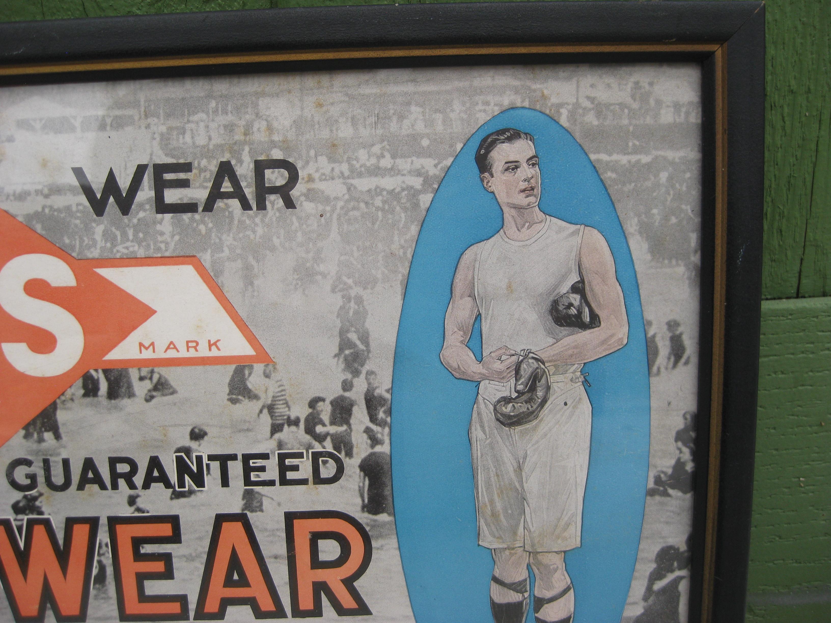 Antique 1900s Reis Men's Underwear Clothing Advertising Framed Paper Sign Poster For Sale 4