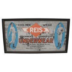 Antique 1900s Reis Men's Underwear Clothing Advertising Framed Paper Sign Poster