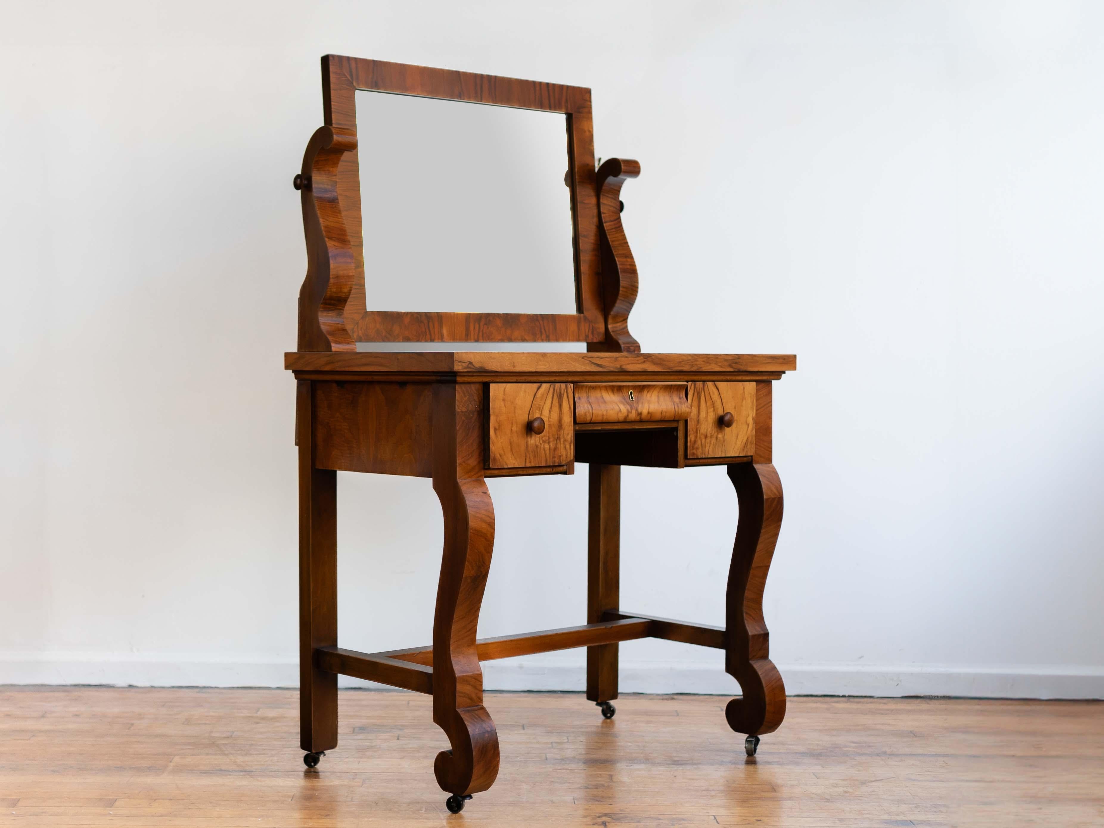 American Empire Antique 1900's Rosewood Empire Dressing Table / Vanity For Sale