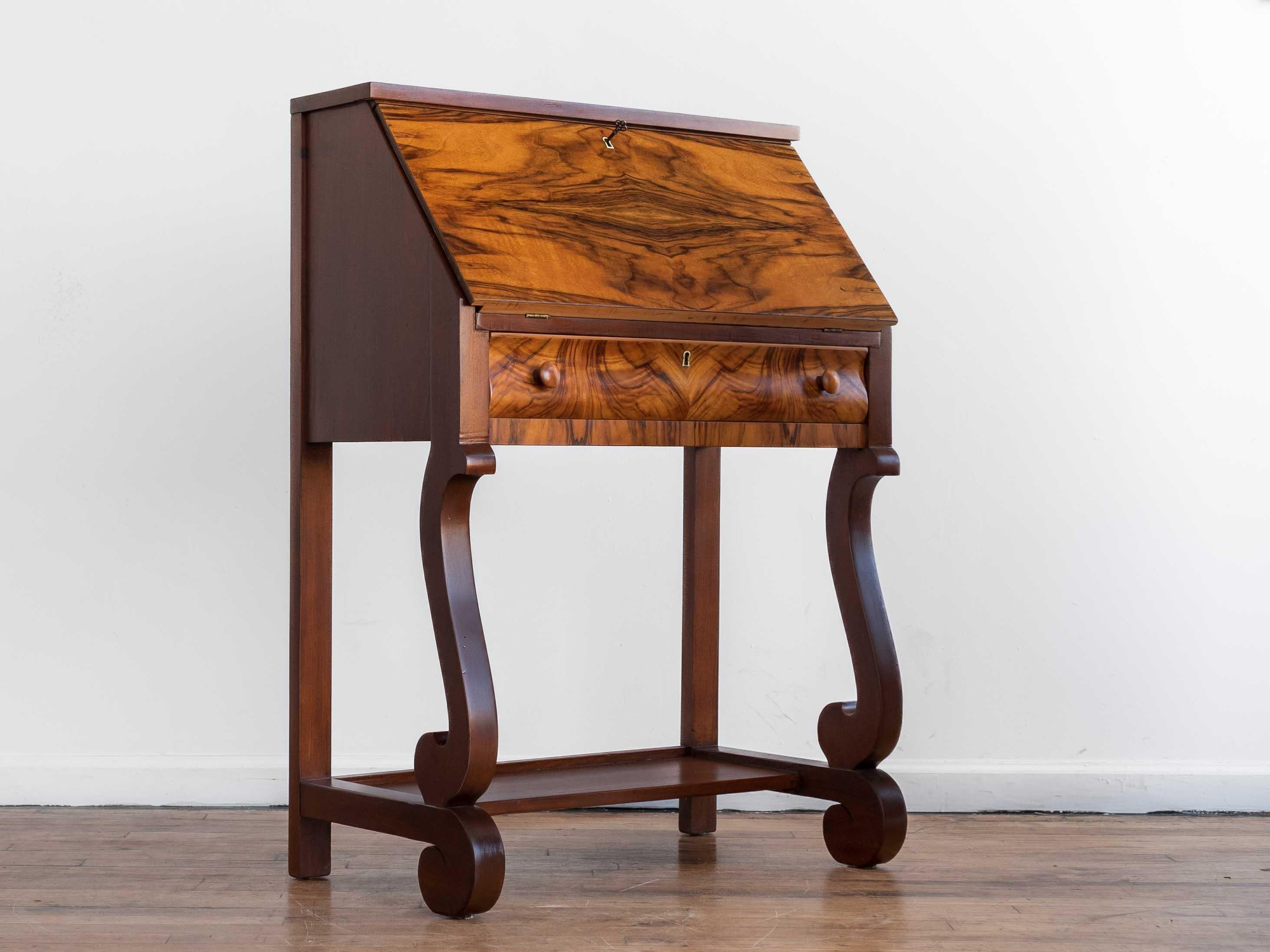 American Empire Antique 1900's Rosewood Empire Secretary Desk For Sale