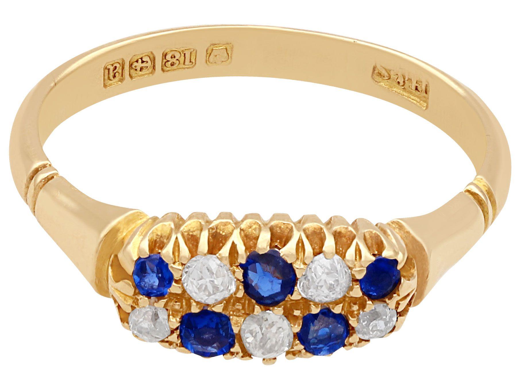 Antique 1900s Sapphire and Diamond Yellow Gold Cocktail Ring In Excellent Condition For Sale In Jesmond, Newcastle Upon Tyne