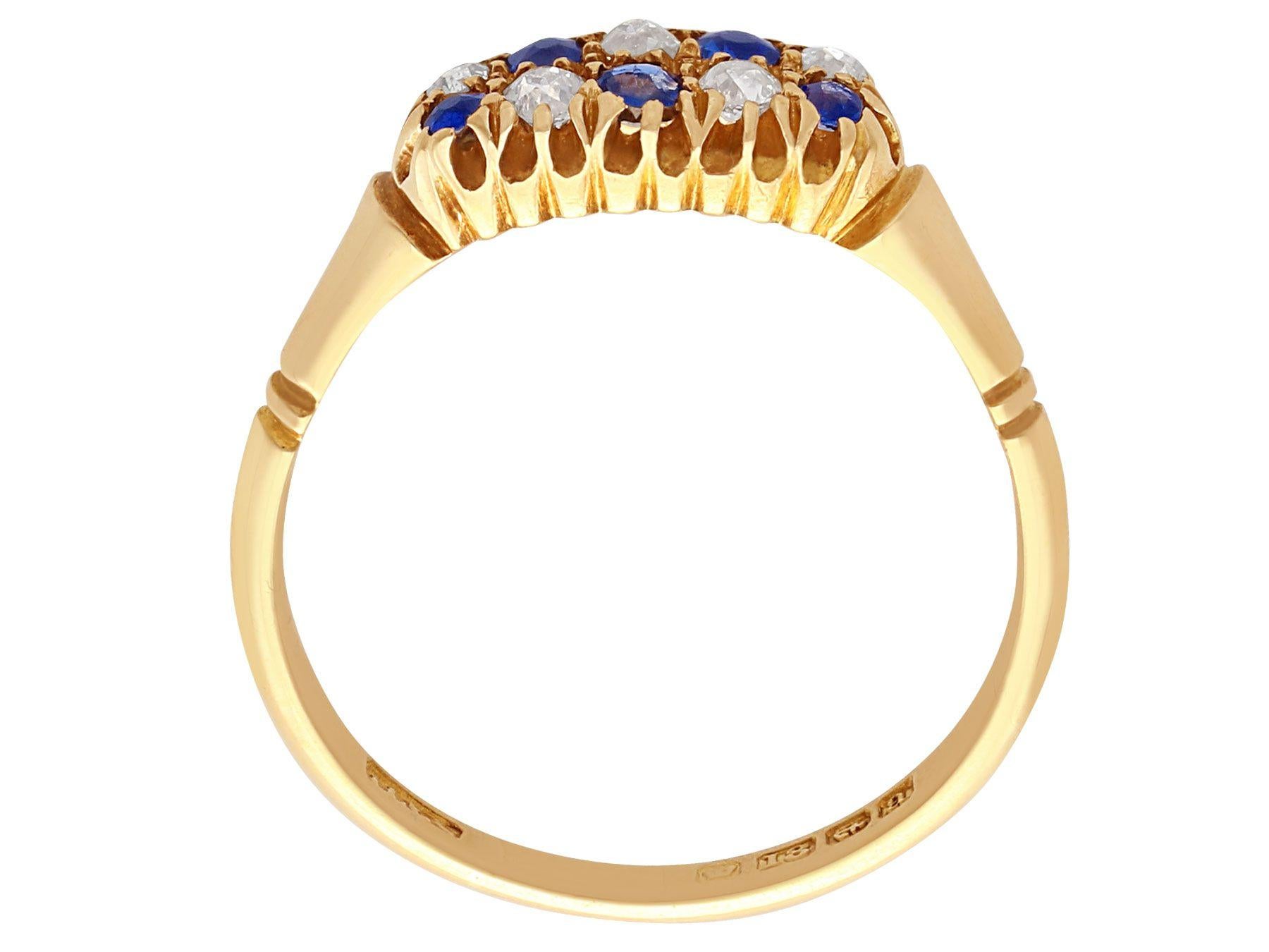 Women's Antique 1900s Sapphire and Diamond Yellow Gold Cocktail Ring For Sale