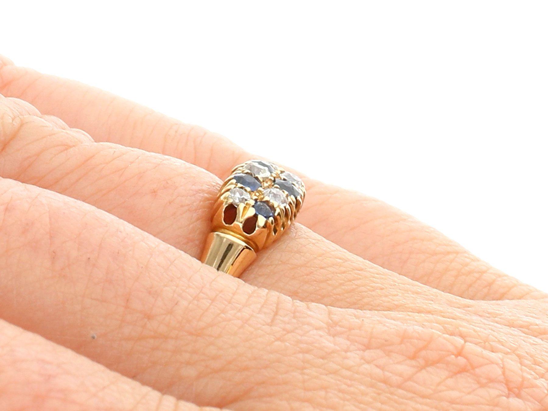 Antique 1900s Sapphire and Diamond Yellow Gold Cocktail Ring 2