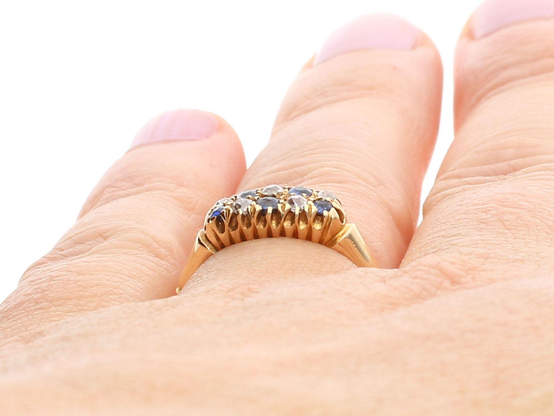 Antique 1900s Sapphire and Diamond Yellow Gold Cocktail Ring For Sale 3