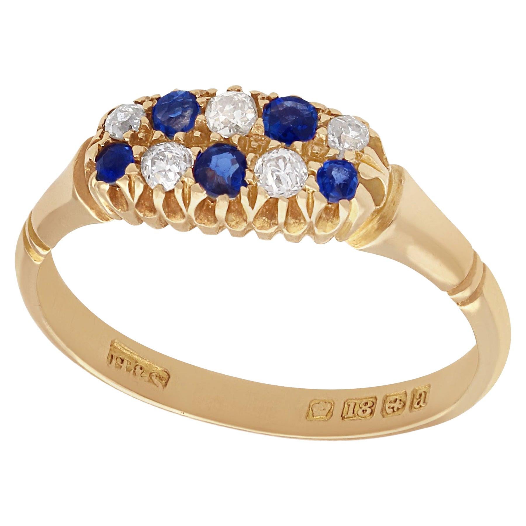 Antique 1900s Sapphire and Diamond Yellow Gold Cocktail Ring For Sale