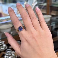 Antique 1900's Sapphire Cabochon Ring 14k Yellow Gold