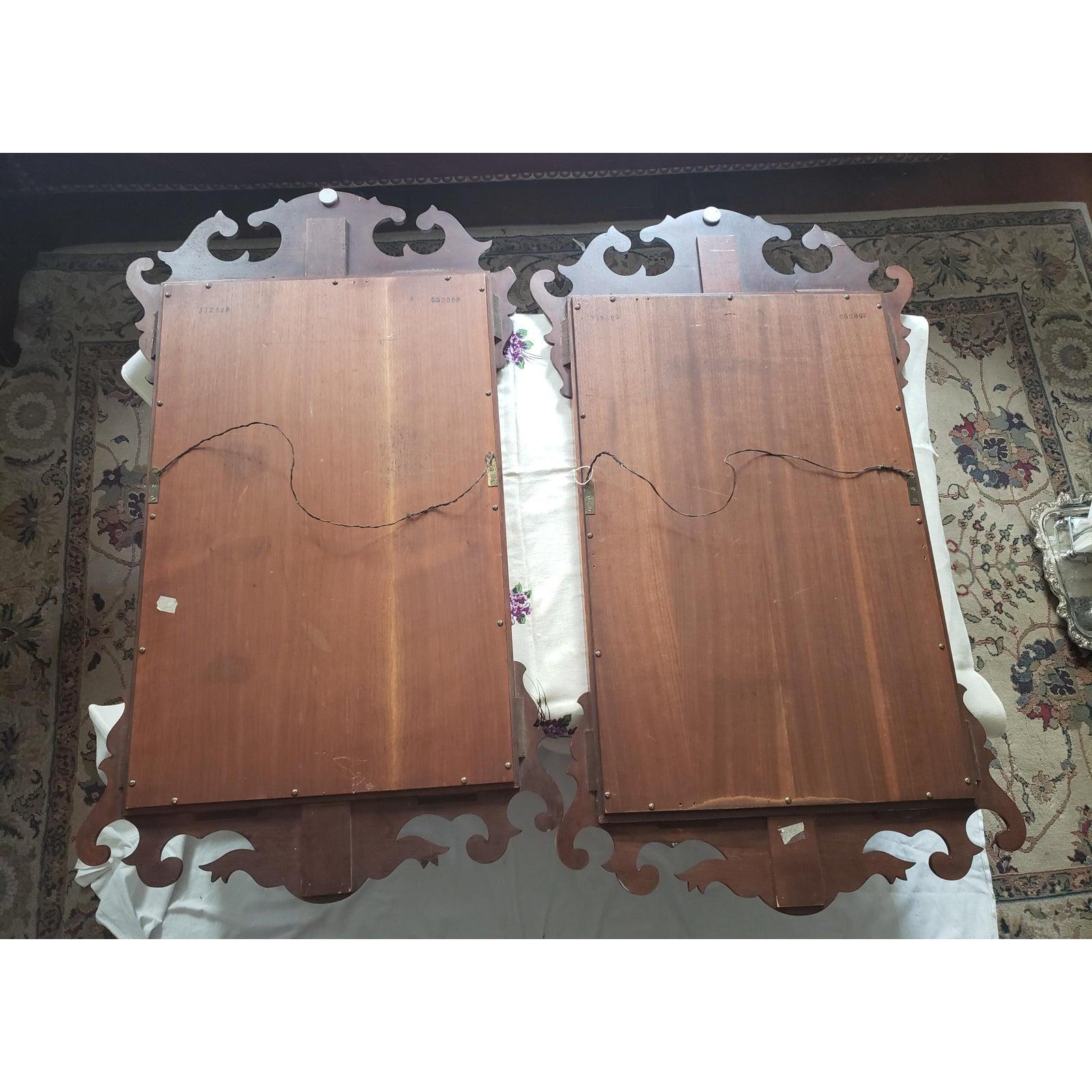 Antique 1900s Solid Mahogany Chippendale Mirror For Sale 2