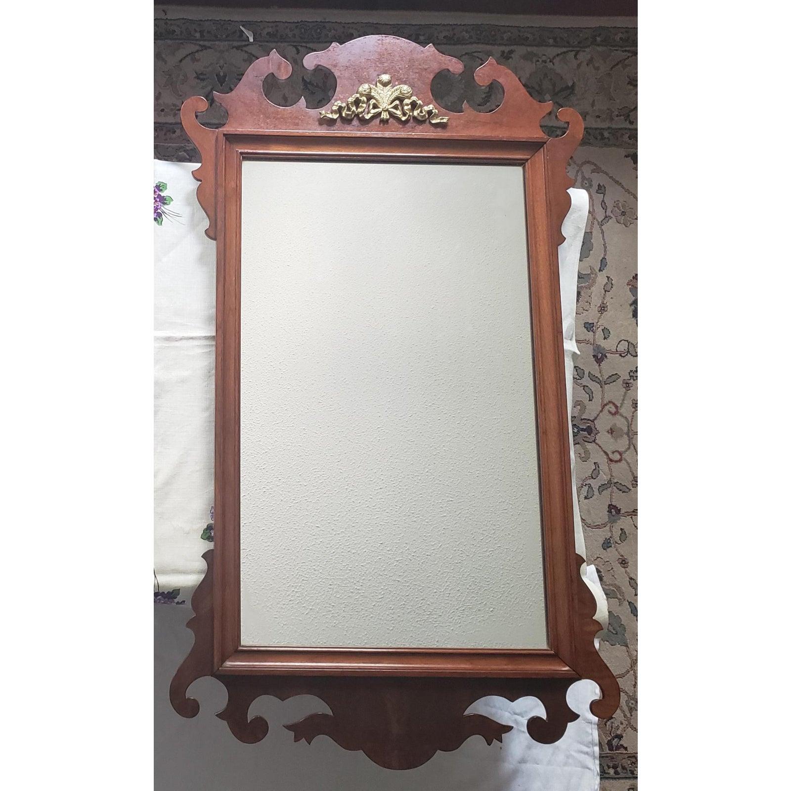 Antique 1900s Solid Mahogany Chippendale Mirror For Sale 3