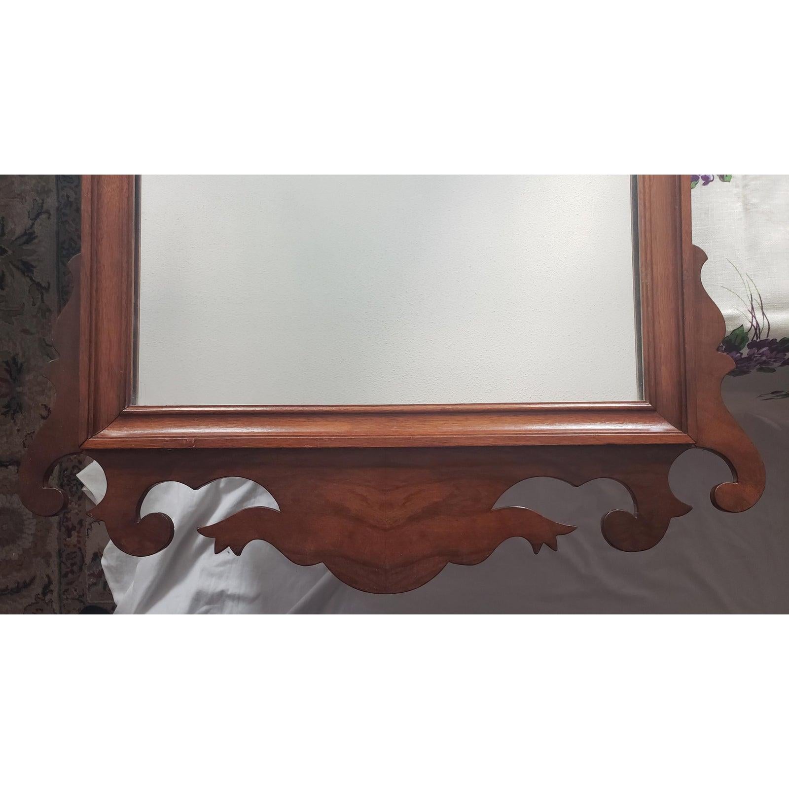 Canadian Antique 1900s Solid Mahogany Chippendale Mirror For Sale