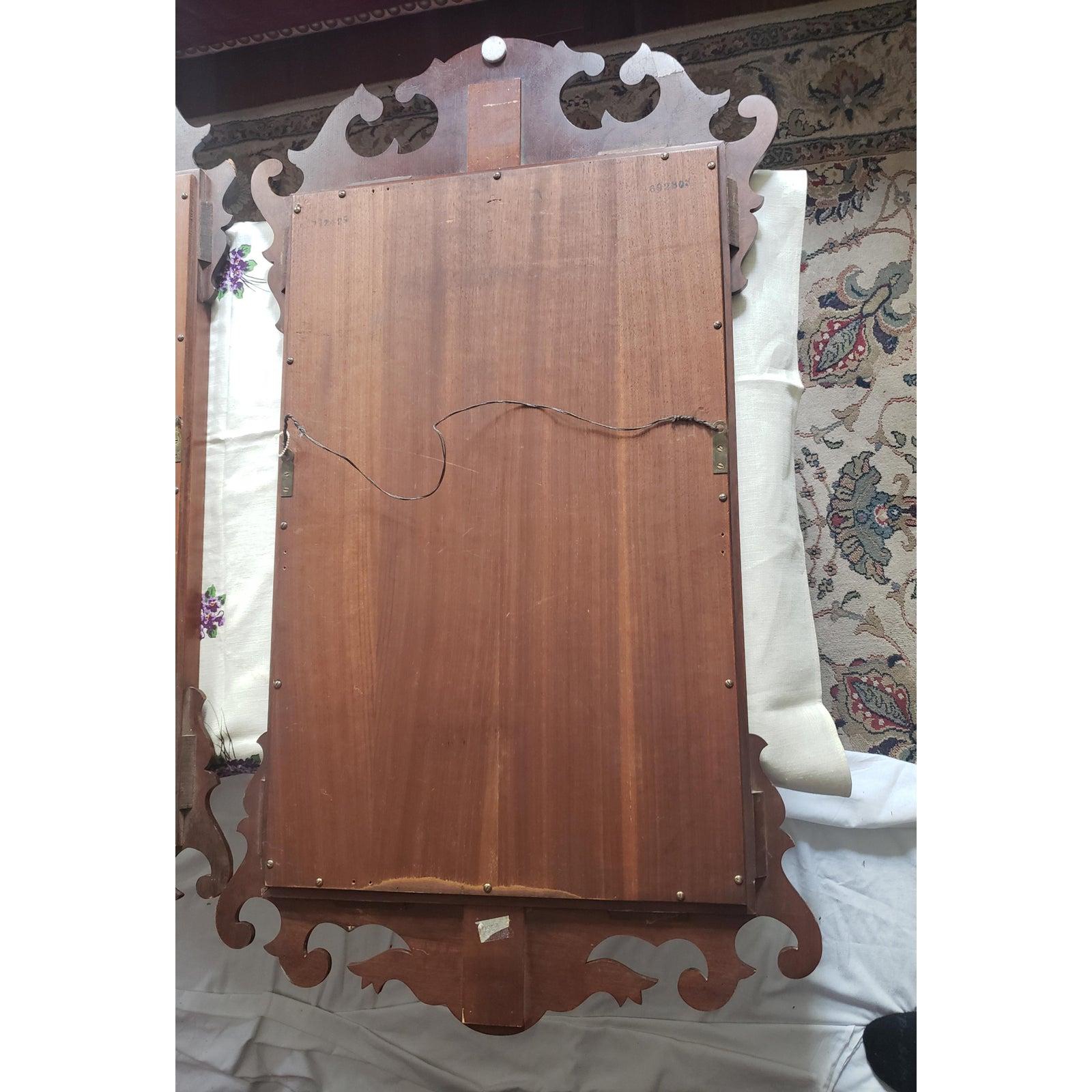 Antique 1900s Solid Mahogany Chippendale Mirror For Sale 1