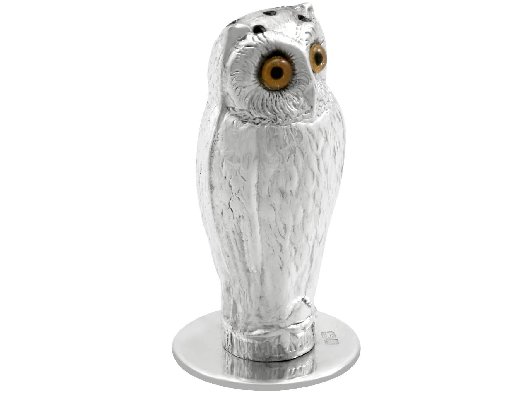 Antique Sterling Silver Owl Peppers For Sale 1