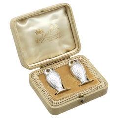 Antique Sterling Silver Owl Peppers
