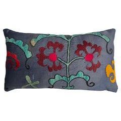 Antique 1900s Suzani Floral Embroidered Pillow