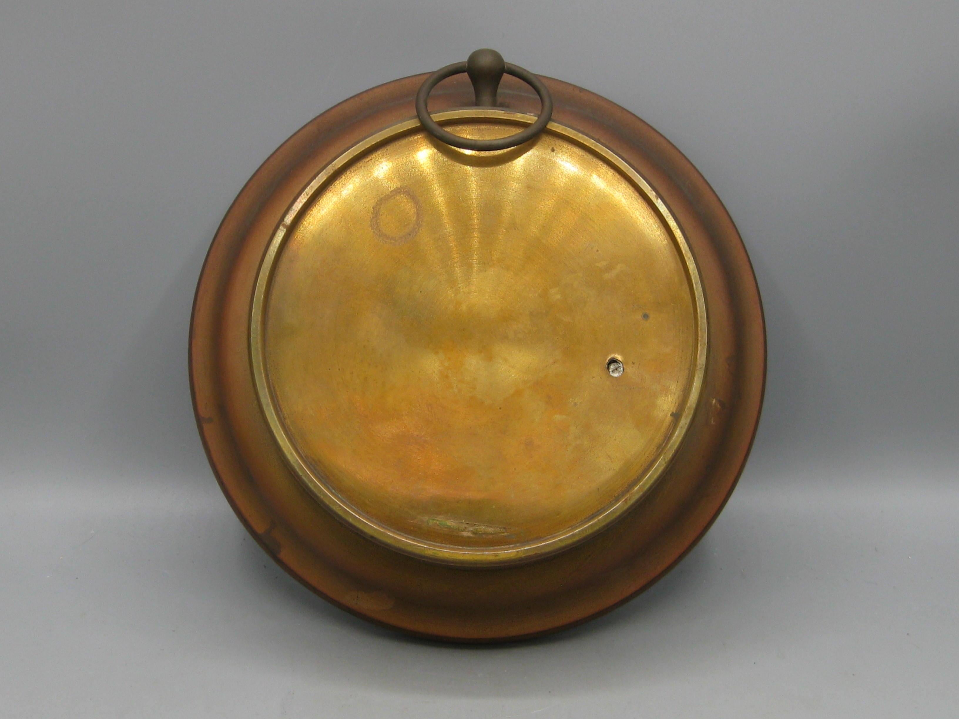 Antique 1900's Tiffany & Co. Baromètre anéroïde en laiton et cristal de plomb Thermomètre en vente 11