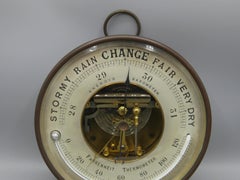 Antico Tiffany & Co. del 1900. Termometro barometro aneroide in ottone e cristallo di piombo