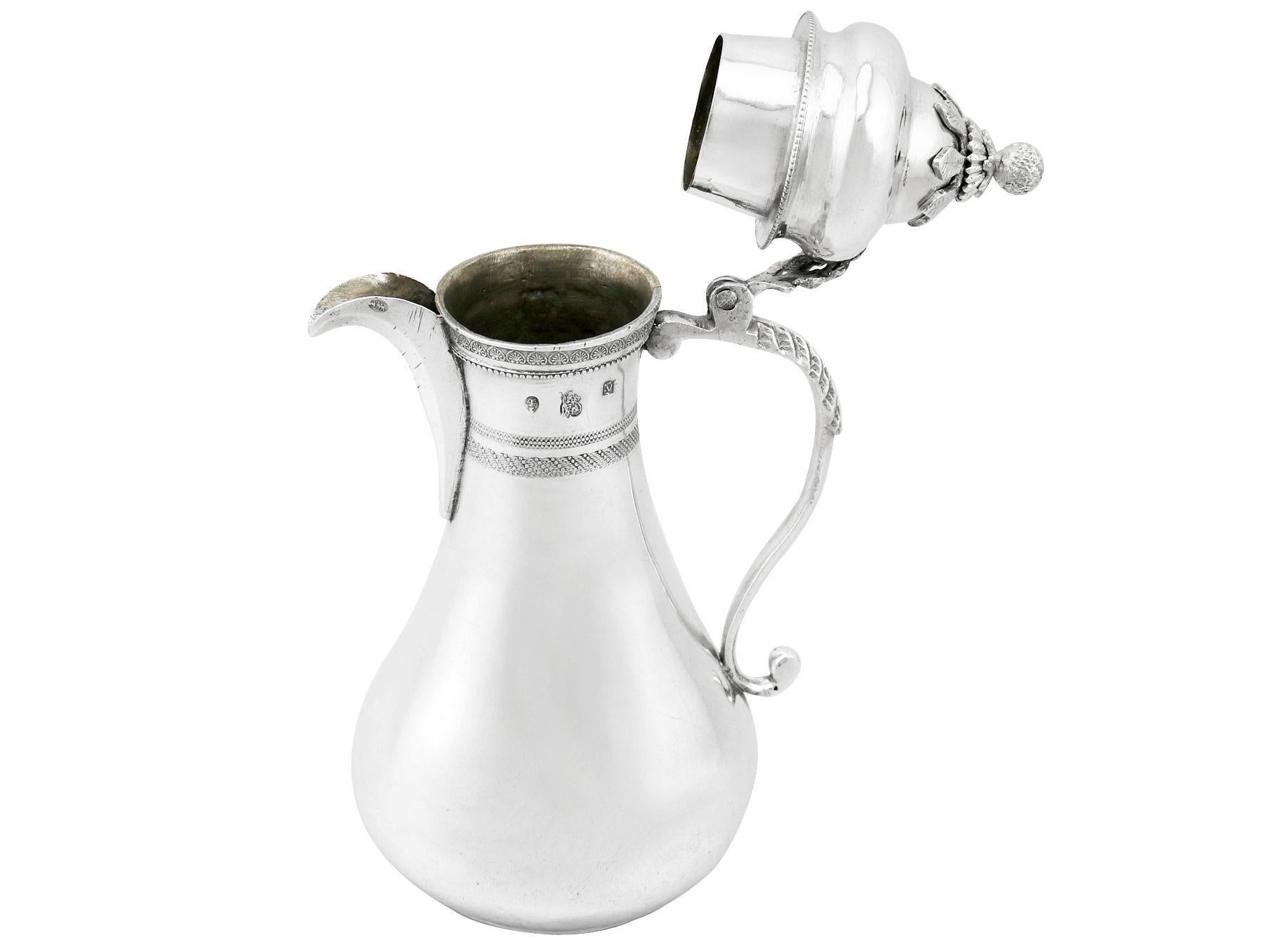 Early 20th Century Antique 1900s Turkish Silver Coffee Jug For Sale