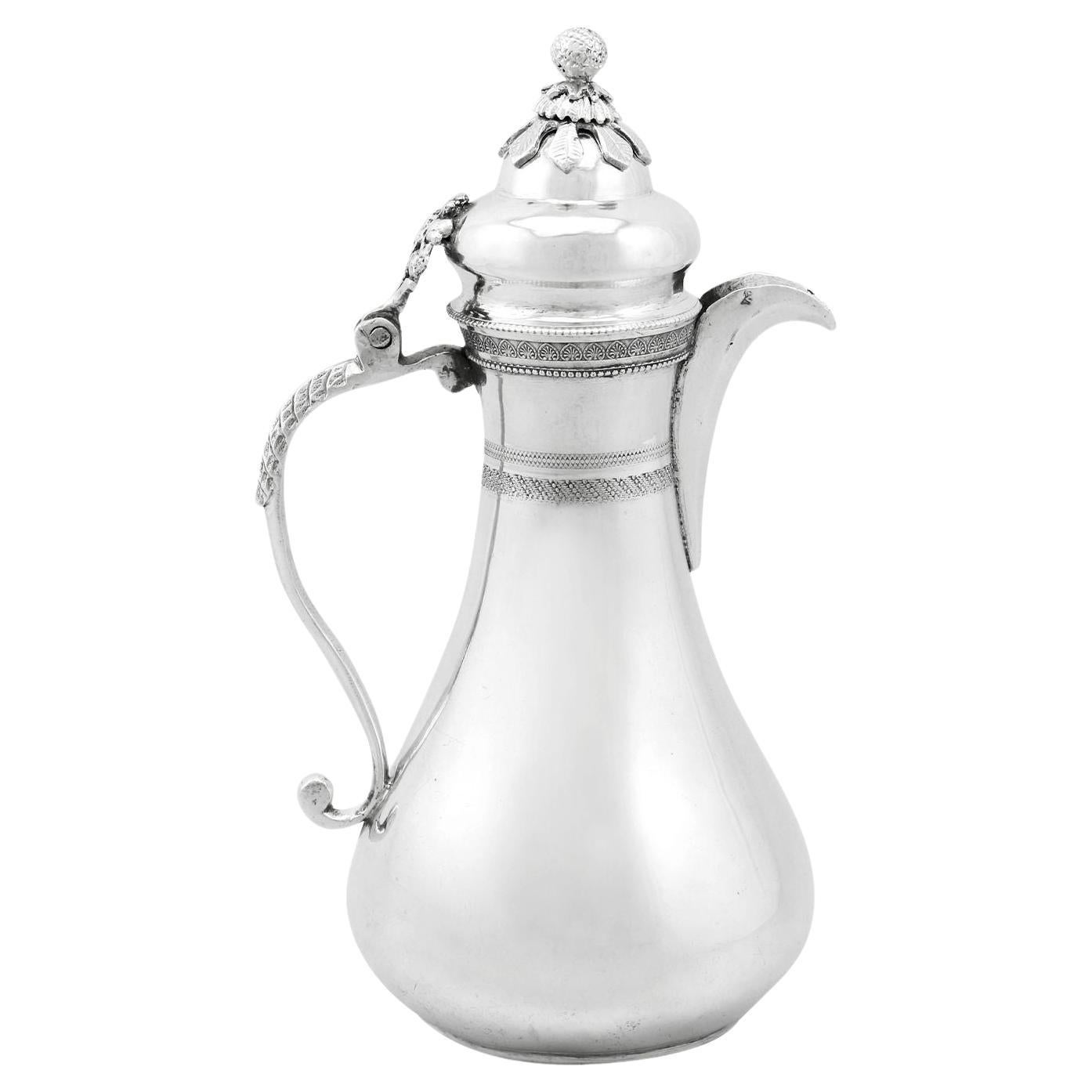 Antique 1900s Turkish Silver Coffee Jug For Sale