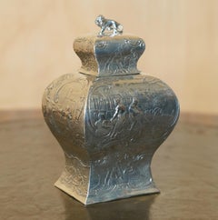 ANTIQUE 1901 EDWARDIAN DATED STERLiNG SILVER MULLER & SON REPOUSSE TEA CADDY