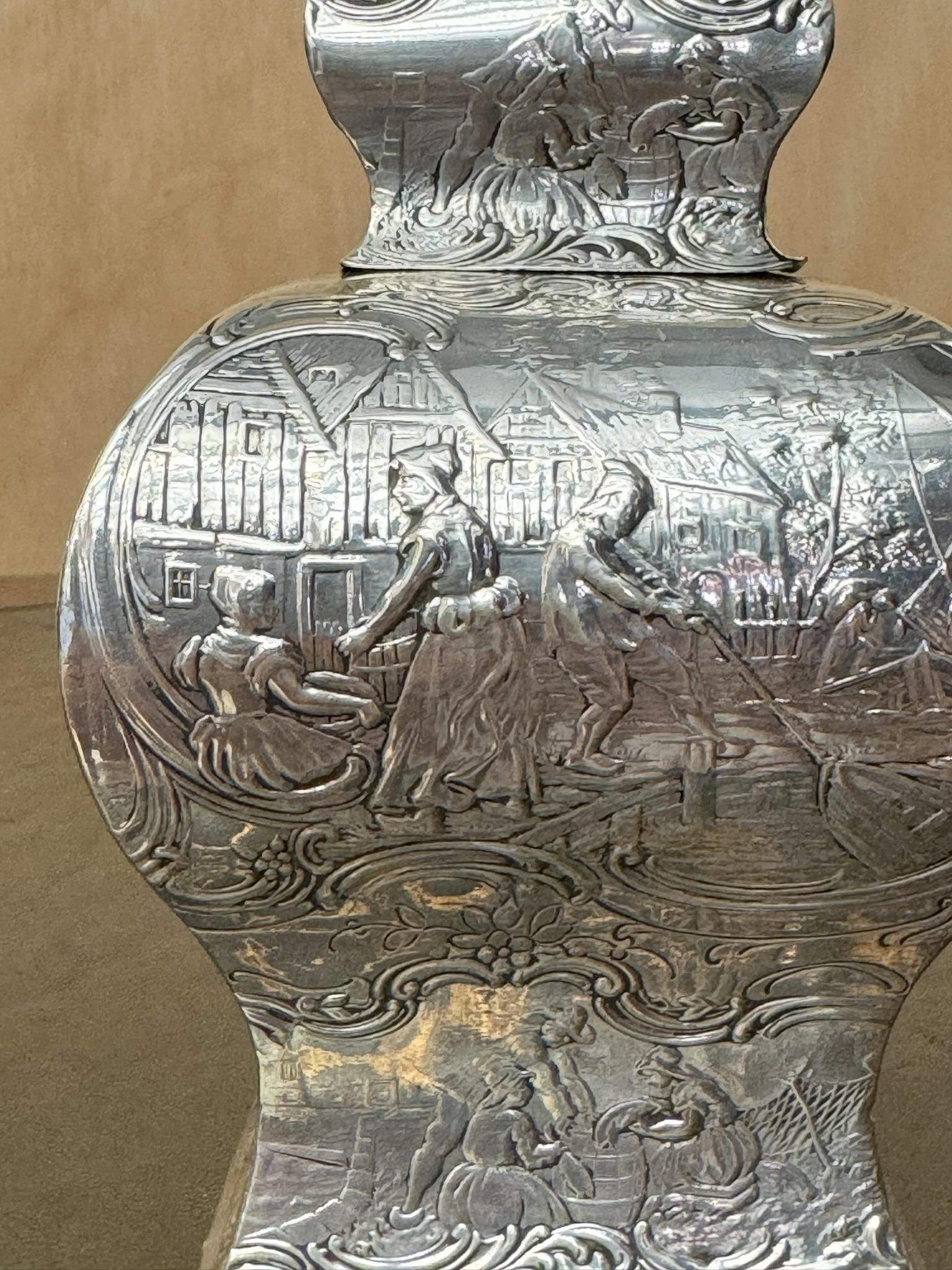 ANTIQUE 1901 EDWARDIAN DATED STERLiNG SILBERMULLER & SON REPOUSSE TEA CADDY im Angebot 1