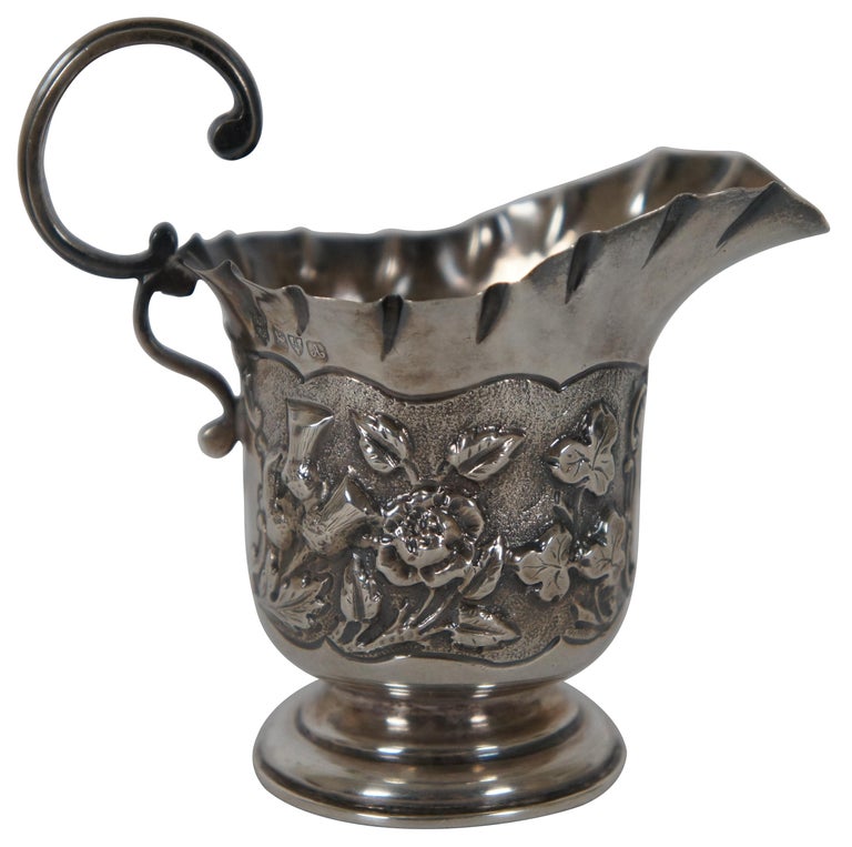 Antique 1901 Nathan and Hayes Repousse Sterling Silver Mini Cream ...