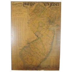 Antique 1901 National Publishing Company's Road Map of New Jersey Geological