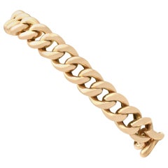 Antique 1901 Yellow Gold Curb Bracelet with Heart Padlock Clasp