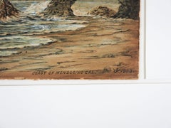 Antique 1903 California Coast Watercolor Painting