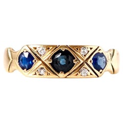 Vintage 1903 Sapphire Diamond 18ct Yellow Gold Ring