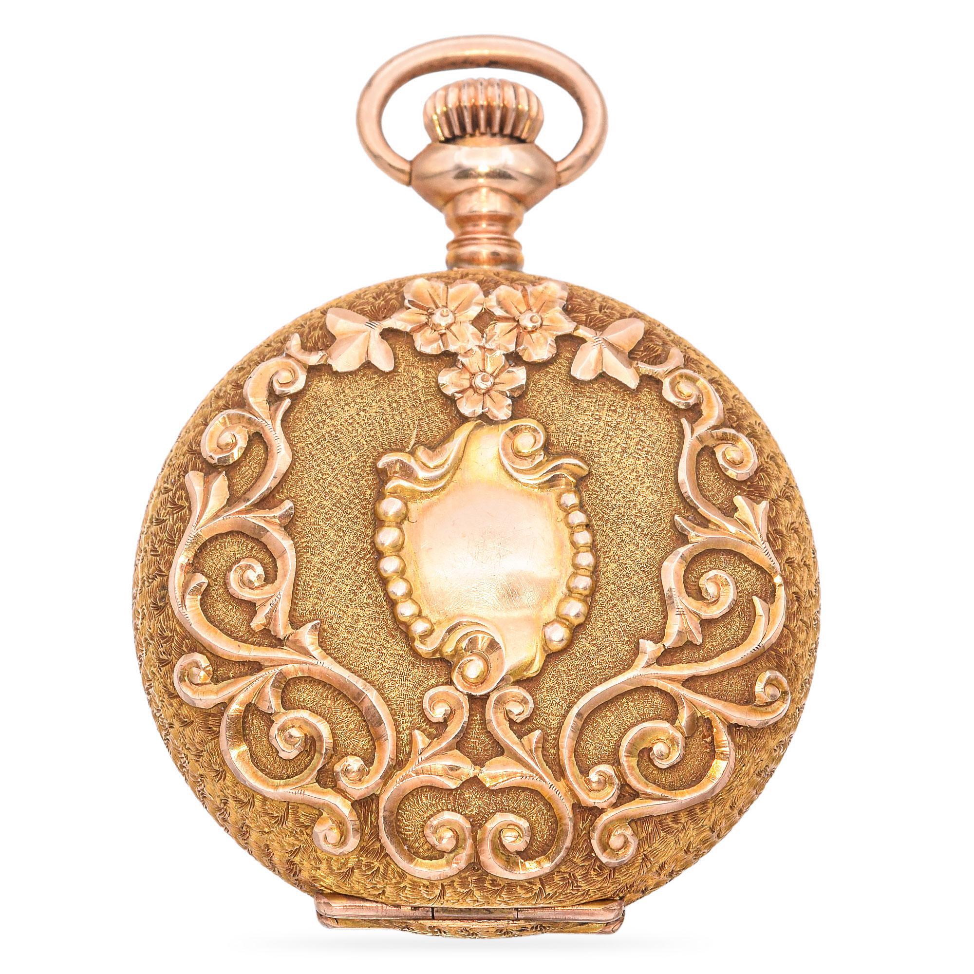 Waltham, montre de poche ancienne de 1903 en or jaune 14 carats Pour femmes en vente