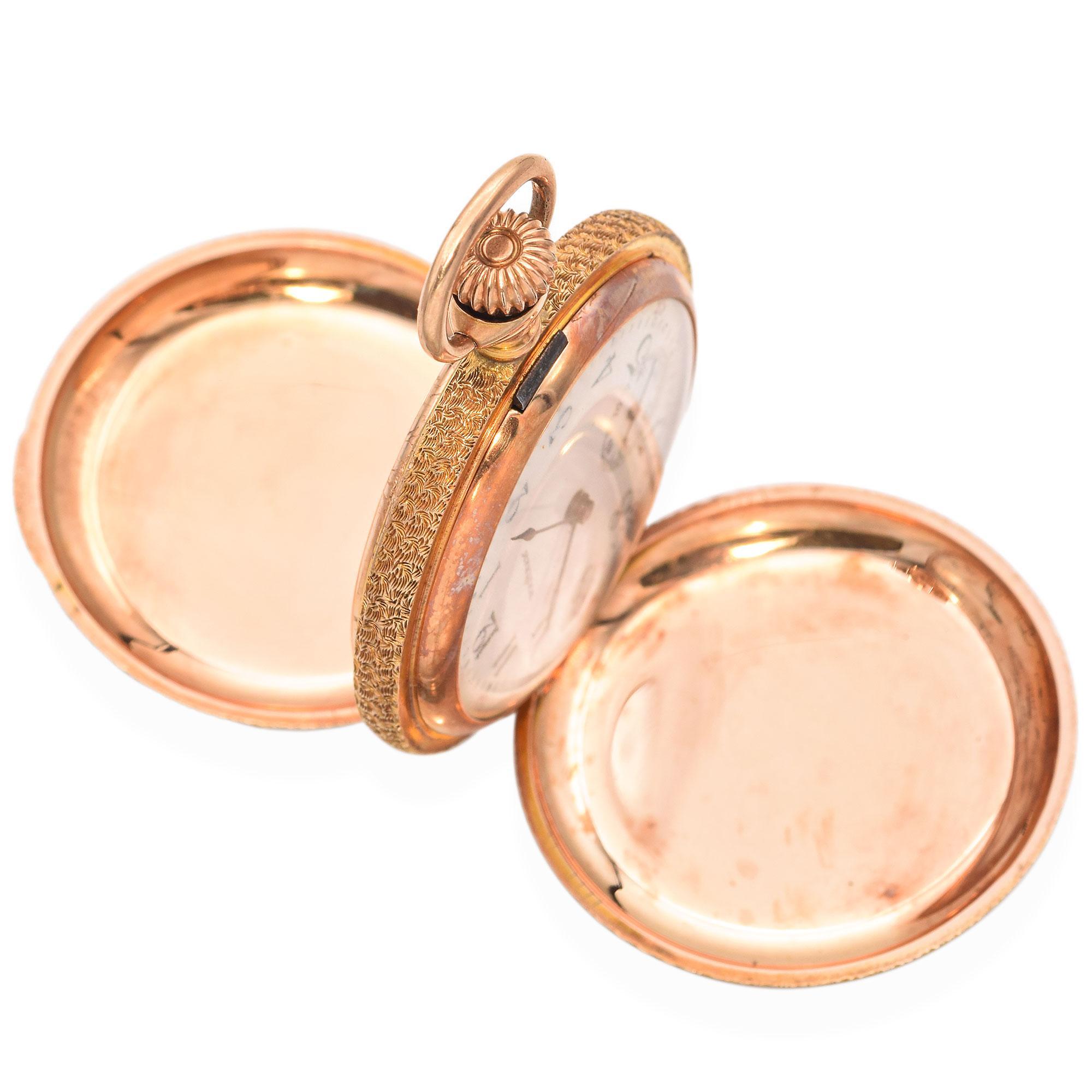 Waltham, montre de poche ancienne de 1903 en or jaune 14 carats en vente 1
